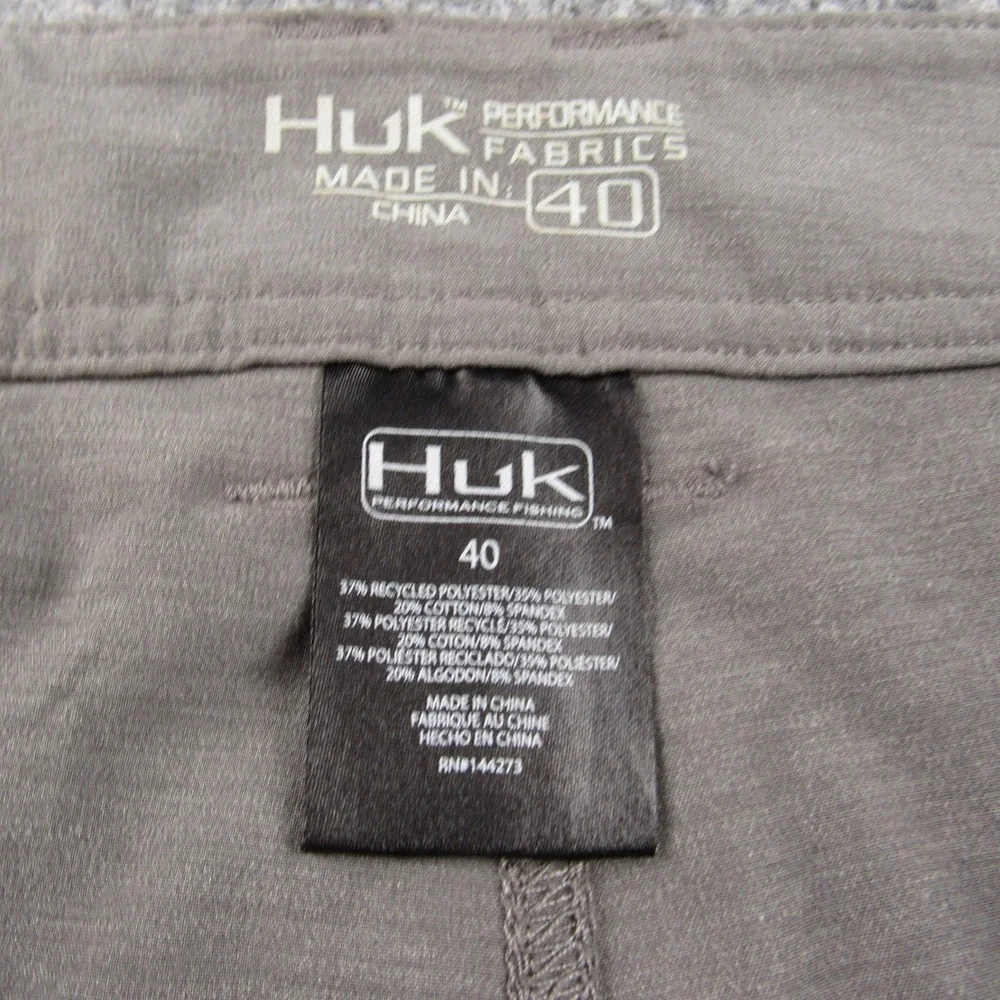 Huk Performance Fishing Mens 40 Gray Technical Stretch Lightweight Angler Shorts